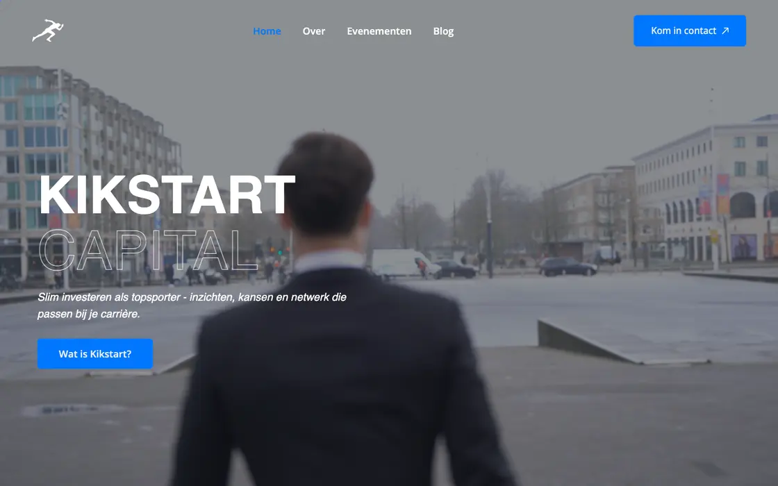 Startpagina van de website van Kikstart Capital