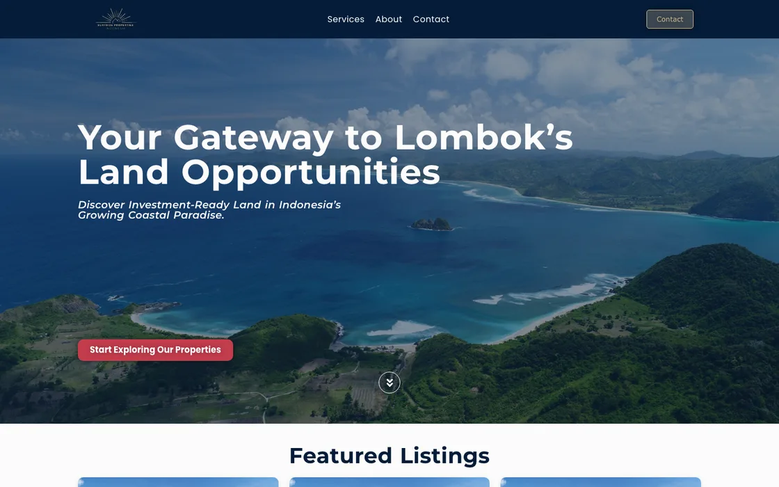 Startpagina van de website van Surfside Properties Indonesia, zoals die er stond voordat de site offline ging